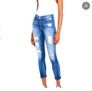 7 for all mankind distressed skinny jeans - size 28